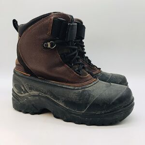 Lands' End Thinsulate Ultra Winter Boots Men's 7 Black & Brown Leather Lace Up